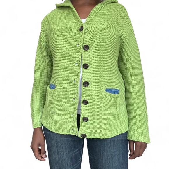 MISSLOOK Sweaters - Misslook Green Knitted Hooded Cardigan, Large